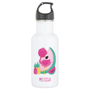 Roze Flamingo met Watermeloen en ananas Waterfles