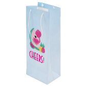 Roze Flamingo met Watermeloen en ananas Wijn Cadeautas (Achterkant Gekanteld)