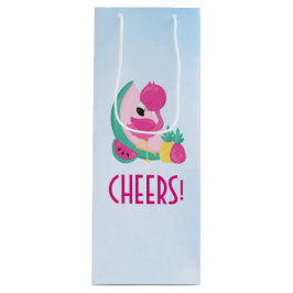 Roze Flamingo met Watermeloen en ananas Wijn Cadeautas