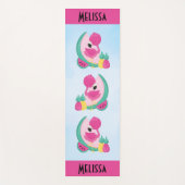 Roze Flamingo met Watermeloen en ananas Yogamat (Voorkant)
