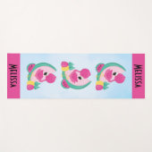Roze Flamingo met Watermeloen en ananas Yogamat (Voorkant (horizontaal))