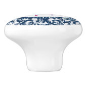 Roze Flamingo met witte & blauwe wervelingen Keramische Knop (Zijkant)