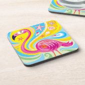 Roze Flamingo met Zeester Bier Onderzetter (Linkerzijde)