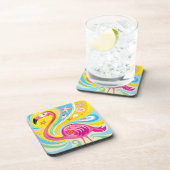 Roze Flamingo met Zeester Bier Onderzetter (Rechterzijde)