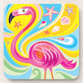 Roze Flamingo met Zeester Bier Onderzetter