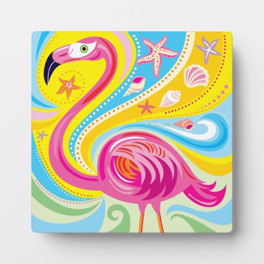 Roze Flamingo met Zeester Fotoplaat (Voorkant)