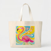 Roze Flamingo met Zeester Grote Tote Bag (Voorkant)