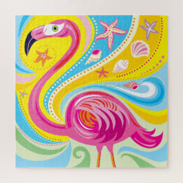 Roze Flamingo met Zeester Legpuzzel