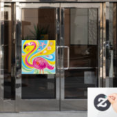Roze Flamingo met Zeester Raamsticker (Kantoordeur)
