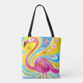 Roze Flamingo met Zeester Tote Bag (Achterkant)