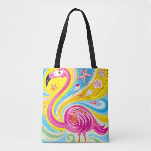 Roze Flamingo met Zeester Tote Bag (Voorkant)