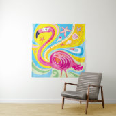 Roze Flamingo met Zeester Wandkleed (In situ)