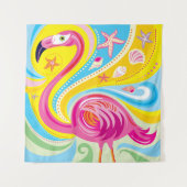 Roze Flamingo met Zeester Wandkleed (Voorkant)
