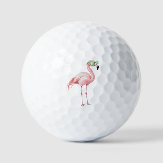 Roze flamingo met zonnebril golfballen (Voorkant)