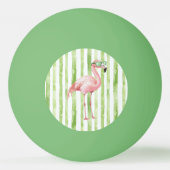 Roze flamingo met zonnebril Groene strepen Pingpongbal (Voorkant)