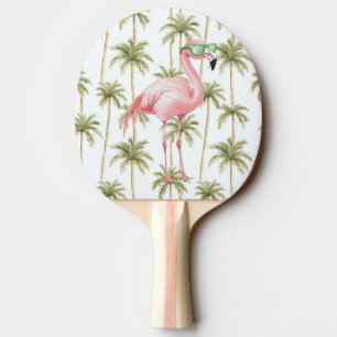 Roze flamingo met zonnebril Groene strepen Tafeltennisbatje
