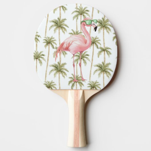 Roze flamingo met zonnebril Groene strepen Tafeltennisbatje (Achterkant)