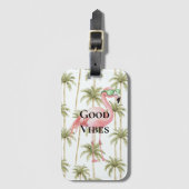 Roze Flamingo met zonnebril Palmbomen Bagagelabel (Voorkant (verticaal))