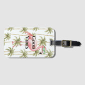 Roze Flamingo met zonnebril Palmbomen Bagagelabel (Voorkant (horizontaal))