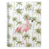 Roze Flamingo met zonnebril Palmbomen Notitieboek (Voorkant)