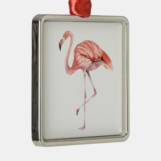 Roze Flamingo Metalen Ornament (Rechts)