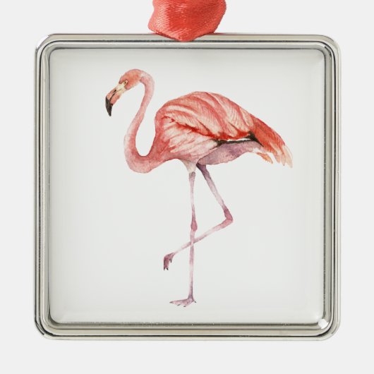 Roze Flamingo Metalen Ornament (Voorkant)