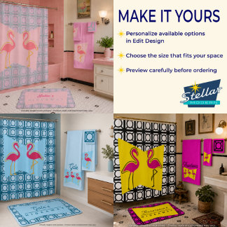 Roze Flamingo Mid-Century Modern Douchegordijn