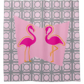 Roze Flamingo Mid-Century Modern Douchegordijn (Voorkant)