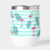 Roze flamingo mint groene strepen palmbladeren (Links)