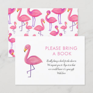 Roze Flamingo Modern Baby shower brengt boek mee Kaart