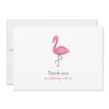 Roze Flamingo Modern Baby shower Dank u