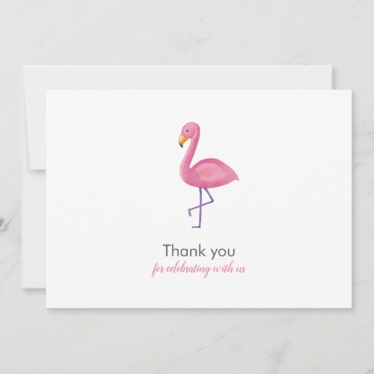 Roze Flamingo Modern Baby shower Dank u Kaart (Voorkant)