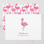 Roze Flamingo Modern Baby shower Dank u Kaart (Voorkant / Achterkant)