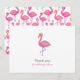 Roze Flamingo Modern Baby shower Dank u Kaart