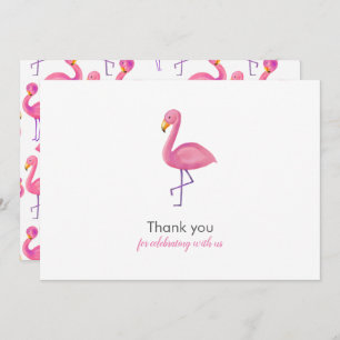 Roze Flamingo Modern Baby shower Dank u Kaart