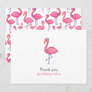 Roze Flamingo Modern Baby shower Dank u Kaart
