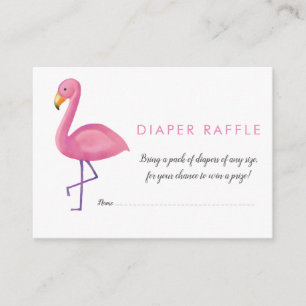 Roze Flamingo Modern Baby shower Diaper Raffle Informatiekaartje