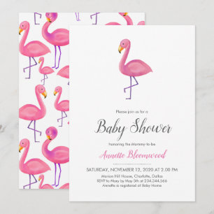 Roze Flamingo Modern Baby shower Kaart