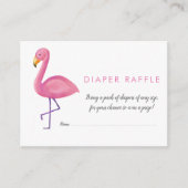 Roze Flamingo Modern Baby shower Luier Raffle Informatiekaartje (Voorkant)