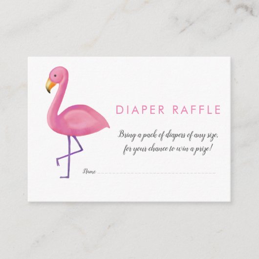 Roze Flamingo Modern Baby shower Luier Raffle Informatiekaartje (Voorkant)