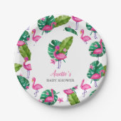 Roze Flamingo Modern Baby shower Papieren Bord (Voorkant)