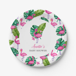 Roze Flamingo Modern Baby shower Papieren Bord