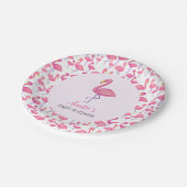 Roze Flamingo Modern Baby shower Papieren Bordje (Gekanteld)