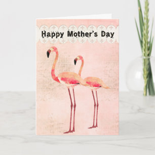 Roze Flamingo Moederdag Kaart