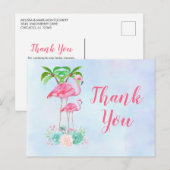 Roze Flamingo Momma & Baby Dank u Briefkaart (Voorkant / Achterkant)