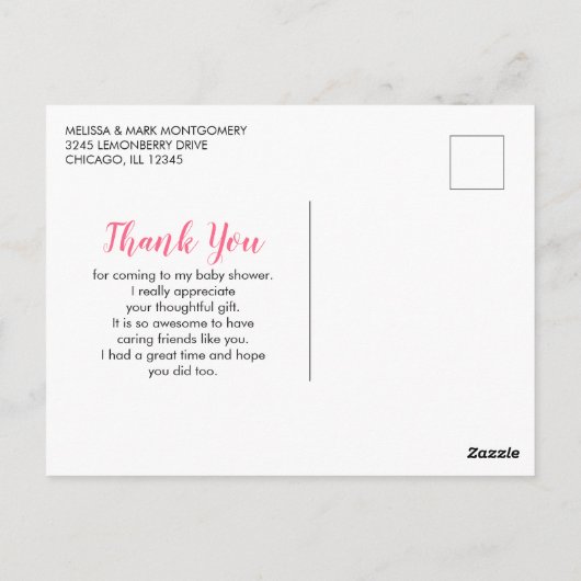 Roze Flamingo Momma & Baby Dank u Briefkaart (Achterkant)