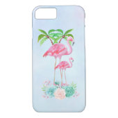 Roze Flamingo Momma & Baby met palmbomen Case-Mate iPhone Case (Achterkant)