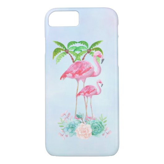 Roze Flamingo Momma & Baby met palmbomen Case-Mate iPhone Case (Achterkant)