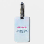 Roze Flamingo Momma & Baby met palmbomen Custom Bagagelabel (Achterkant verticaal)