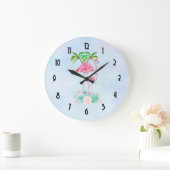 Roze Flamingo Momma & Baby met palmbomen Grote Klok (Huis)